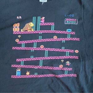 Vintage Nintendo Donkey Kong Mario Shirts Men XL Black Short Sleeve Nintendo Y2K